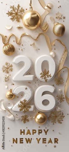 2026 happy new year celebration greeting card. 2026 banner. Happy new year poster