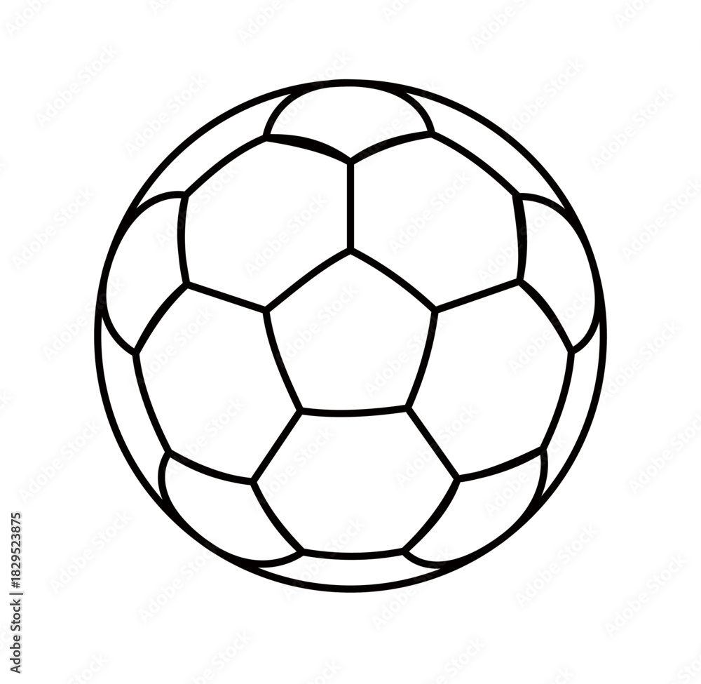 Fototapeta premium A clean outline soccer ball icon with detailed hexagon and pentagon patterns. Minimalist design, isolated on transparent background, ideal for symbols, logos, and illustrations.