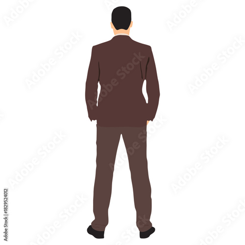 Businessman back view vector illustration on isloated white background