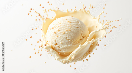 Wallpaper Mural Delicious Scoop of Creamy Vanilla Ice Cream Splashing Torontodigital.ca