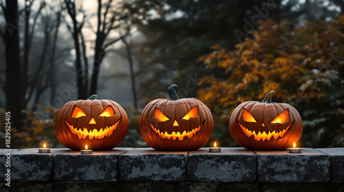 Wallpaper Mural Festive pumpkins carved for a scary Halloween celebration Torontodigital.ca