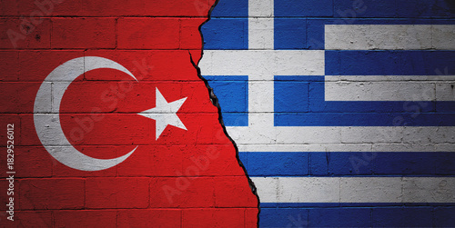 Turkey vs  Greece - Cracked cinder block wall