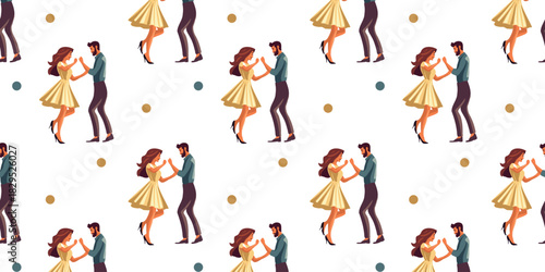 seamless pattern with dancing man and woman