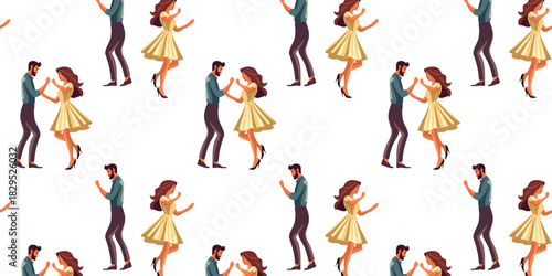 repeating pattern featuring dancing couple illustration