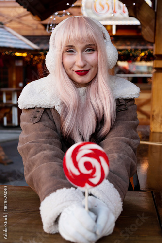 Cozy Winter Portrait with Lollipop
