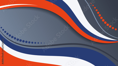 Beautiful art background in red, gray, white, and blue colors. Beautiful composition of overlapping smooth shapes, wavy stripes. template for your projects.