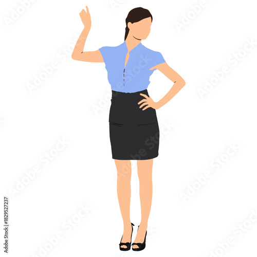 Woman in a business suit vector illustration. Young confident woman full length portrait. 