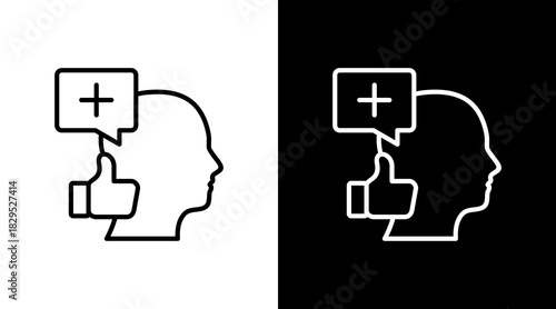 Positive Attitude White Icon Set Design