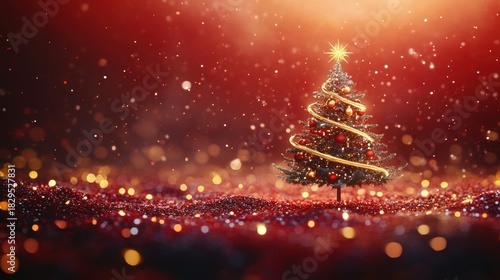 Christmas tree with white snowdrift,snowflakes,snow land,podium with bauble,Christmas theme stage podium mock up for product placement,Happy New Year. Celebrate party,Xmas Poster,web banner,festive.