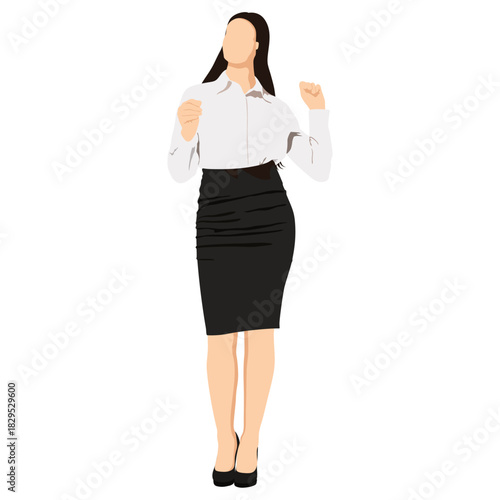 A young businesswoman standing full length portrait isolated on white background.