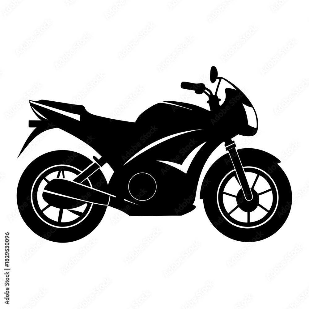 Fototapeta premium Motorbike vector clean black silhouette design white background