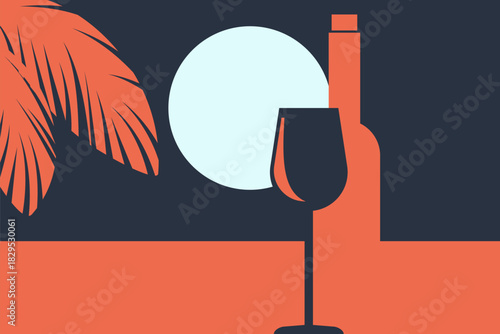 wine bottle and wineglass