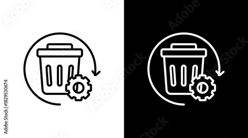 Waste Management White Icon Set Design