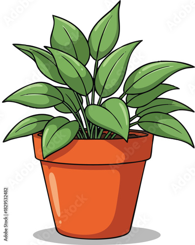Green leafy plant in a terracotta pot vibrant and healthy indoors.