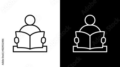Person Reading White Icon Set Design