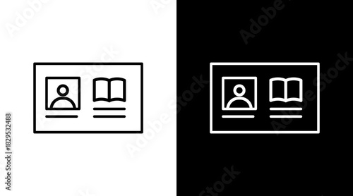 Library Card White Icon Set Design