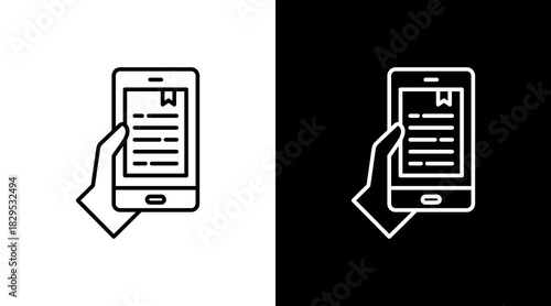 E-Book Reader White Icon Set Design