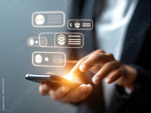 Person using a smartphone with virtual assistant