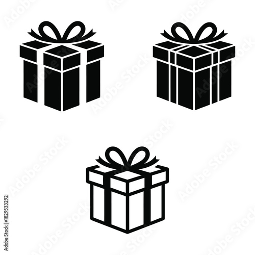 Colorful abstract geometric gift box design with festive ribbon and bow accents