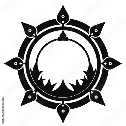 Sacred Circle vector clean black silhouette design white background