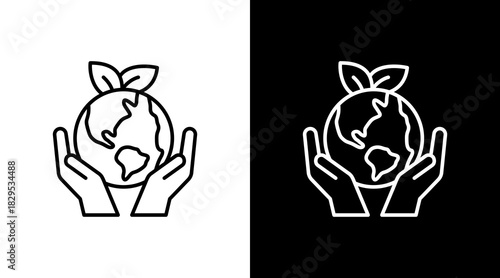 Environmental Conservation White Icon Set Design