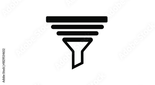 Simple black icon of a funnel on a white background, representing filtering or process