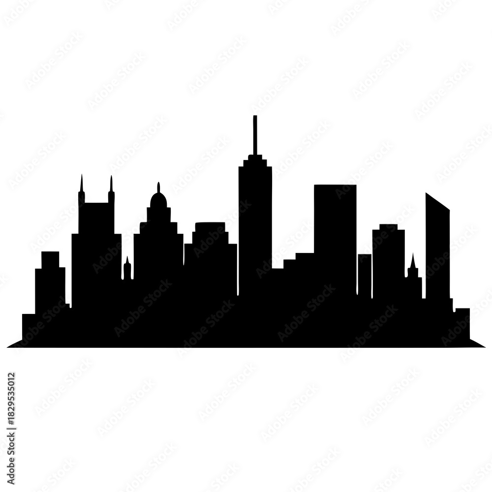 Naklejka premium skyline vector clean black silhouette design white background