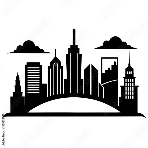 skyline vector clean black silhouette design white background