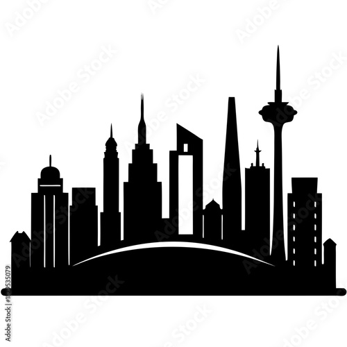 skyline vector clean black silhouette design white background