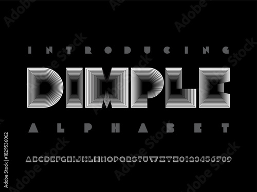 multiple layered style alphabet design with uppercase and numbers