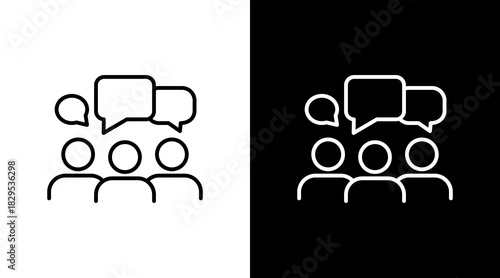 People Chat White Icon Set Design