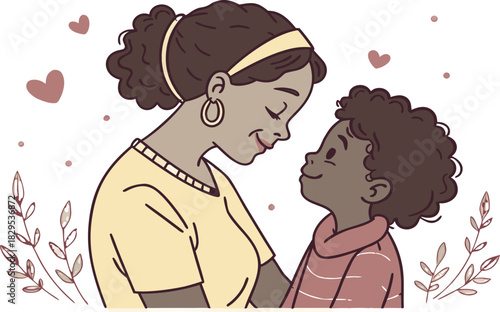 Romantic vector illustration of a young couple kissing with a heart design for Valentine's Day happiness