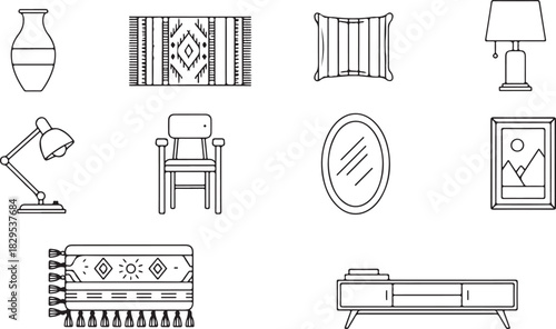 Line Art Furniture and Decor Objects Collection vase pillow