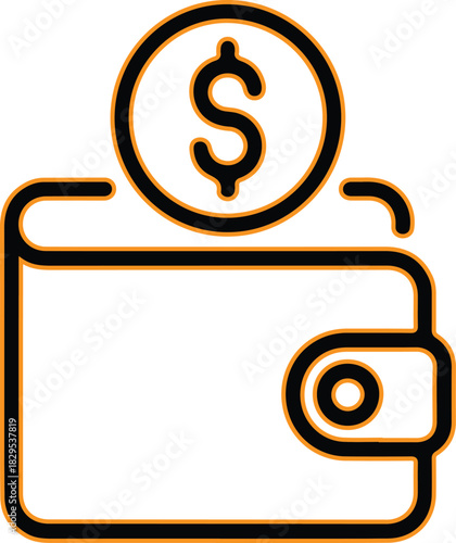 Wallet with dollar coin icon