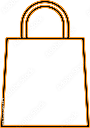 Simple orange outline shopping bag icon