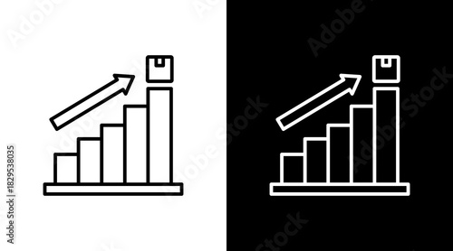 Rising Product Chart White Icon Set Design