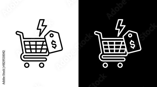 Flash Sale Demand White Icon Set Design