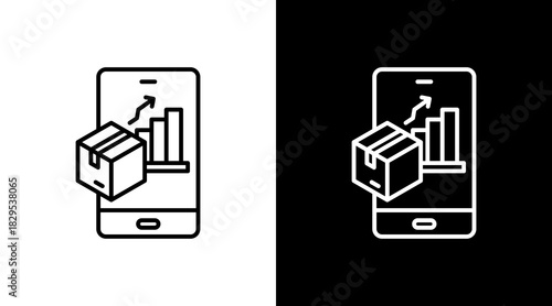 Mobile Demand Tracking White Icon Set Design
