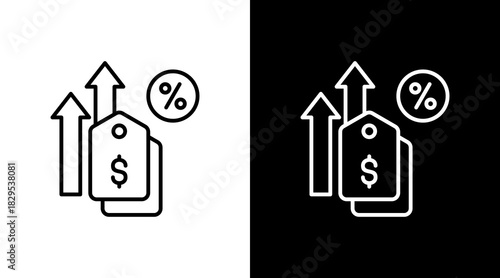 Price Surge White Icon Set Design