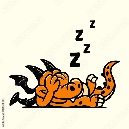 Cartoon dragon sleep napping with Zzz over its head