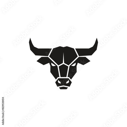 Minimalist flat design logo of geometric black bull head logo icon vector template