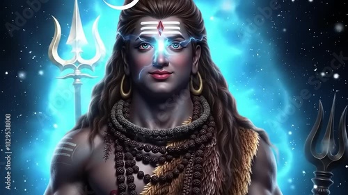 Hindu God Shiva with Digital Art.