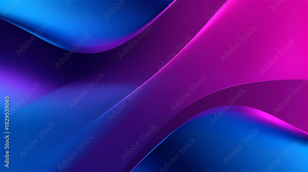 Obraz premium Abstract composition displaying flowing, curved lines in vibrant shades of blue and pink.