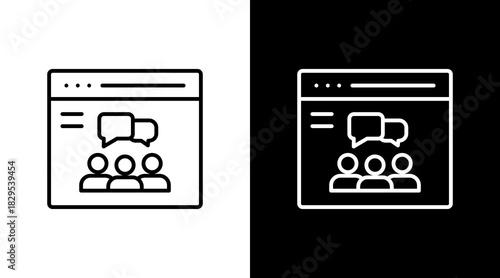 Online Community White Icon Set Design