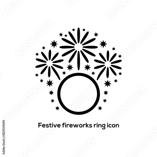 Festive fireworks ring icon vector illustration, celebratory sparkle circle symbol for weddings, New Year, parties, invitations and logos design.

