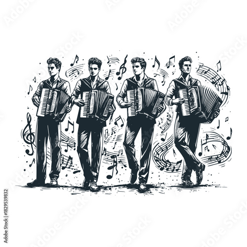 Four accordion player