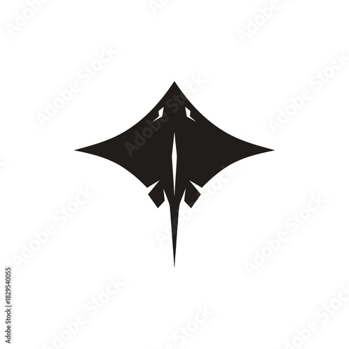 Minimalist flat design logo of stylized black silhouette logo of a stingray vector template
