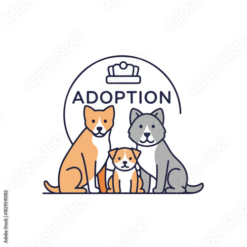 Pets adoption design featuring domestic animals, perfect for showcasing family pets. Pets adoption includes cute dogs looking hopeful for a new home.