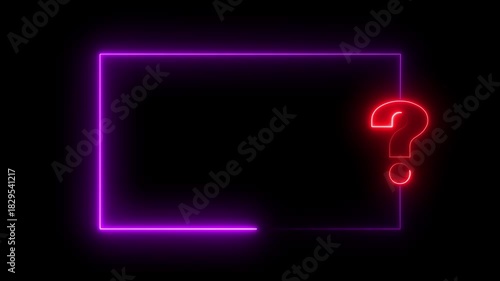 Glowing futuristic question mark animation. Neon Quiz Interface Animation and decision making. Ideal for education, contests, surveys, game shows, problem solving, and modern digital interfaces.