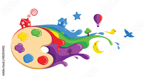 Artistic Palette Unleashing a World of Imagination and Creativity, Generative AI.